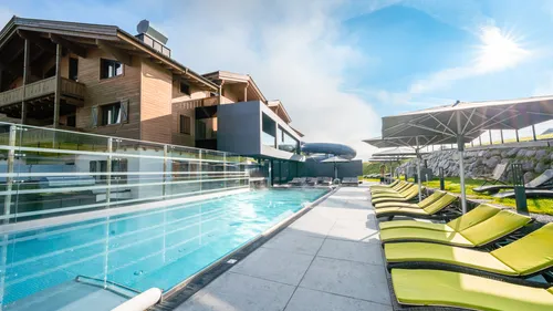 Family pool in the Riederalm in summer