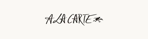 A LA CARTE logo with elegant handwritten typography and running figure