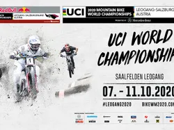 Plakat der UCI Mountainbike-Weltmeisterschaften 2020 mit Downhill- und Pumptrack-Fahrern