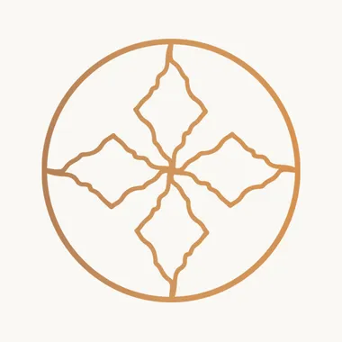 Minimalist abstract geometric logo with four diamond shapes inside a circle