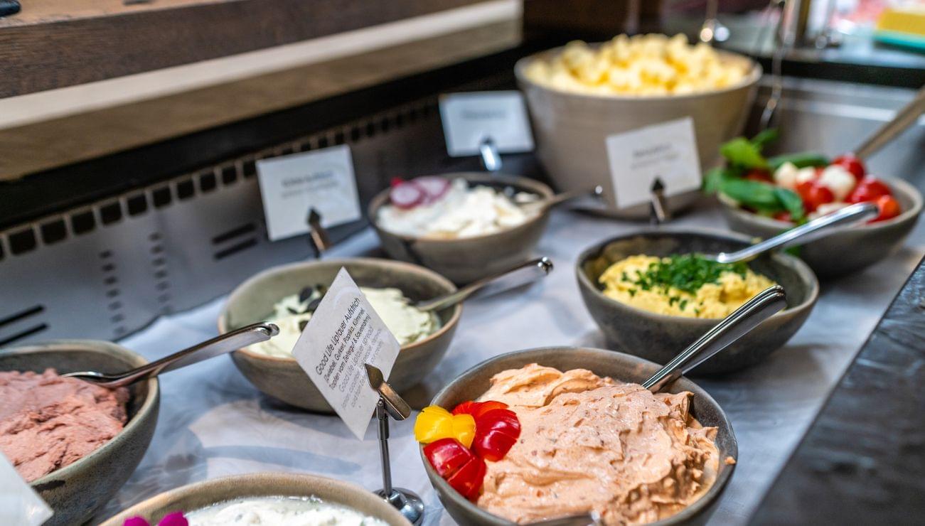 Spreads for breakfast in the Riederalm