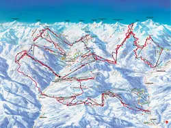 Pisten- und Liftkarte des Skigebiets Saalbach Hinterglemm Leogang Fieberbrunn