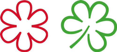 Two overlapping arrows, one red pointing left and one green pointing right