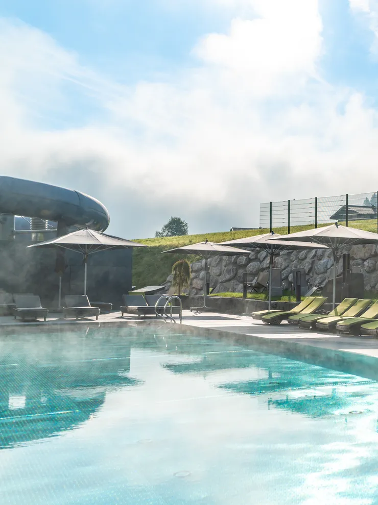 Family pool in summer